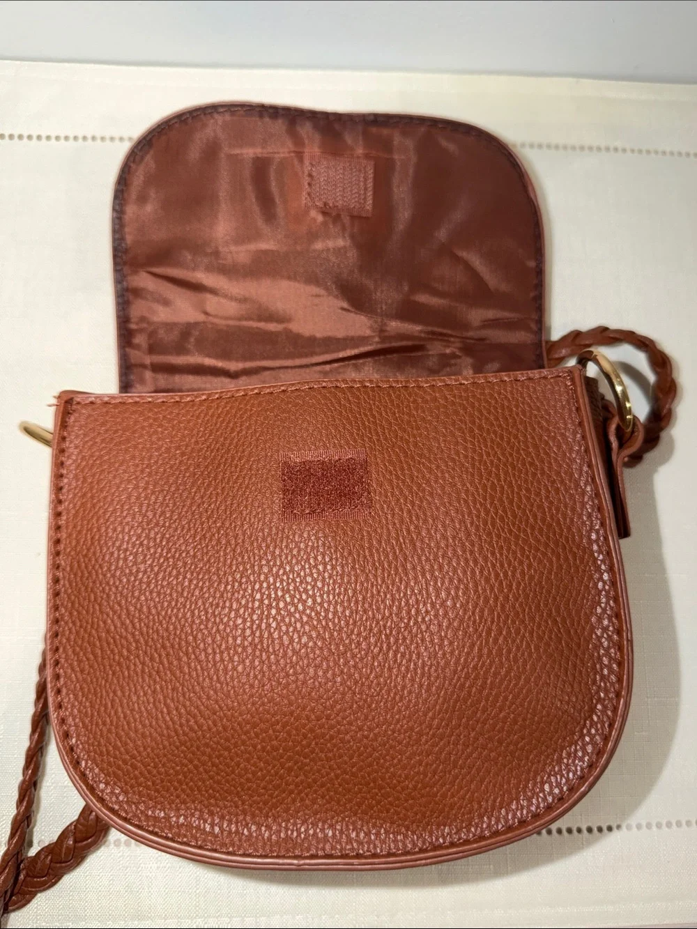 Justice Brown Faux Leather Braided Tasseled Western Cowgirl Crossbody Bag